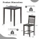 Counter-height dining table set with gray rubber wood frame, includes 2 chairs with ergonomic seats and footrests.