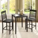 Counter-height dining table set with gray rubber wood frame and two chairs, ideal for small spaces and dining.