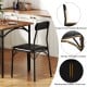 Black dining chair with ergonomic padded backrest and sturdy triangle corners, ideal for the 3-piece rustic brown table.