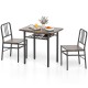 Rustic brown 3-piece dining table set with rectangular table and 2 chairs, featuring an open storage shelf for.