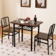 Rustic brown 3-piece dining table set featuring a rectangular table and two chairs, ideal for intimate gatherings.