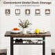 Rustic brown dining table set with open storage shelf, perfect for keeping essentials within easy reach.
