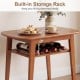 3-piece dining table set with cherry finish, featuring a built-in storage rack for wine bottles and dining essentials.