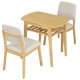 3-piece dining table set for 2 with natural wood finish and upholstered chairs, perfect for space-saving dining.