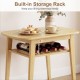 3-piece dining table set featuring a natural wood finish and built-in storage rack for wine bottles and dining.