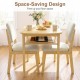 3-piece dining table set for 2 with upholstered chairs, featuring a natural wood grain and built-in storage rack.