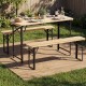 Folding picnic table set with fir wood and metal frame, seating up to 4, perfect for outdoor gatherings in the garden.