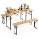 Folding picnic table set with fir wood surface and metal frame, perfect for outdoor gatherings in patio or garden.