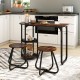 3-piece industrial dining table set in rustic brown with black metal legs, perfect for small spaces and easy.