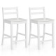 White wooden bar stools with ergonomic backrests, part of a 3-piece kitchen furniture set for modern decor.