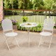 White 3 piece metal bistro set with round table and 2 folding chairs, perfect for outdoor patio dining.