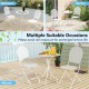 3-piece metal bistro set with round table and 2 white folding chairs, perfect for outdoor patio or balcony use.