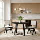 Mid-century 3-piece dining set featuring a 36” round pedestal table and 2 swivel sherpa upholstered chairs for small.