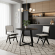 Close-up of swivel upholstered chair with faux sherpa fabric and solid rubber wood frame, perfect for modern dining.