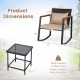 3-piece outdoor rocking bistro set featuring wicker chairs with soft cushions and a tempered glass coffee table for.