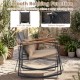 Outdoor rocking chair from the 3-piece bistro set featuring anti-slip strips and soft cushions for cozy relaxation.