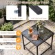 Tempered glass coffee table with anti-slip foot pads and suction cups, perfect for outdoor patio relaxation.