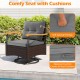 Swivel chair with gray cushions, PE rattan, and acacia wood armrests, perfect for outdoor relaxation by the poolside.