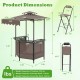 3-piece patio bar set featuring a brown gazebo with heat-resistant tabletop and two folding bar stools for outdoor.