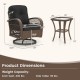 3-piece patio swivel rocker set featuring a black cushioned chair and tempered glass side table for outdoor relaxation.