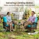 Patio swivel rocker set with turquoise cushions, featuring 360° swivel and gliding motion, perfect for backyard.