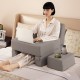 Extra large gray lap desk and reading pillow set with ergonomic design, cup holders, and removable cover for comfort.