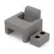 Extra large gray lap desk with contoured back pillow and two cup holders, ideal for reading and working comfortably.