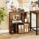 3-tier display bookshelf in rustic finish, ideal for organizing books and decor in small living spaces.