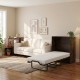 Teddy velvet sofa and foldable Murphy bed in a cozy living room, ideal for small spaces and overnight guests.