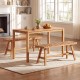 Acacia wood patio dining set featuring a rectangular table and two slatted benches, ideal for outdoor spaces.