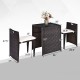 Cushioned wicker patio bistro set featuring a space-saving design, strong steel frame, and ideal for outdoor relaxation.
