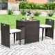 Cushioned wicker patio bistro set featuring a strong steel frame, ideal for outdoor use on the patio or garden.