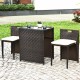 Wicker patio bistro set with cushioned chairs, showcasing a modern design perfect for garden or porch dining.