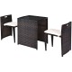 Cushioned wicker patio bistro set featuring a space-saving design, strong steel frame, and ideal for outdoor relaxation.