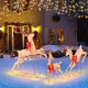 Lighted Christmas reindeer family set with 255 lights, featuring vivid antlers and red bows, perfect for outdoor.