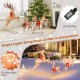 Lighted Christmas reindeer family set with 255 warm white lights, red bows, and a stable metal base for indoor and.