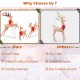 Lighted Christmas reindeer family set with 255 lights, featuring vivid antlers and red bows, suitable for indoor and.