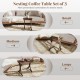 Nesting coffee table set of 3 in brown with solid rubber wood legs, perfect for living room or bedroom use.