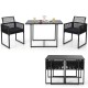 3-piece outdoor dining set featuring black hand-woven PE rattan chairs and a spacious tempered glass table for backyard.