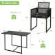 3-piece outdoor dining set featuring a black folding chair with cushion and a tempered glass table for backyard use.