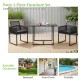 3-piece outdoor dining set featuring a black metal frame, hand-woven PE rattan, and soft cushions for backyard.
