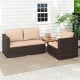 3-piece patio sectional sofa set with beige cushions, hand-woven PE rattan, ideal for outdoor relaxation.