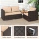 3-piece patio sectional sofa set with beige cushions, built-in armrests, and sturdy PE rattan for outdoor relaxation.