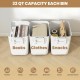 Three stackable white plastic storage bins with front doors and side handles, each 32 QT, for versatile home.