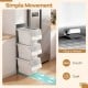Stackable gray storage bins with wheels, featuring interlocking lids and 12.5 QT capacity, perfect for organized spaces.