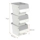 Stackable gray plastic storage bins on wheels, featuring stay-open lids and ventilation holes, ideal for organizing.
