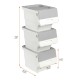 Stackable gray storage bins with wheels, featuring stay-open lids and a 12.5 QT capacity, ideal for organizing spaces.