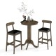 Barstools with curved backs and padded seats, designed for comfort and style, complementing the round pub table.