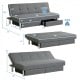 3-seat convertible sofa bed in gray with 2 large drawers, adjustable backrest angles, ideal for small apartments.