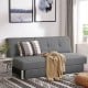 Gray 3-seat convertible sofa bed with adjustable backrest, large drawers, and ergonomic design for small spaces.